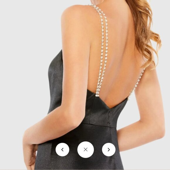 Mac Duggal Charmeuse Rhinestone Strap Trumpet Gown NWT - Picture 1 of 7